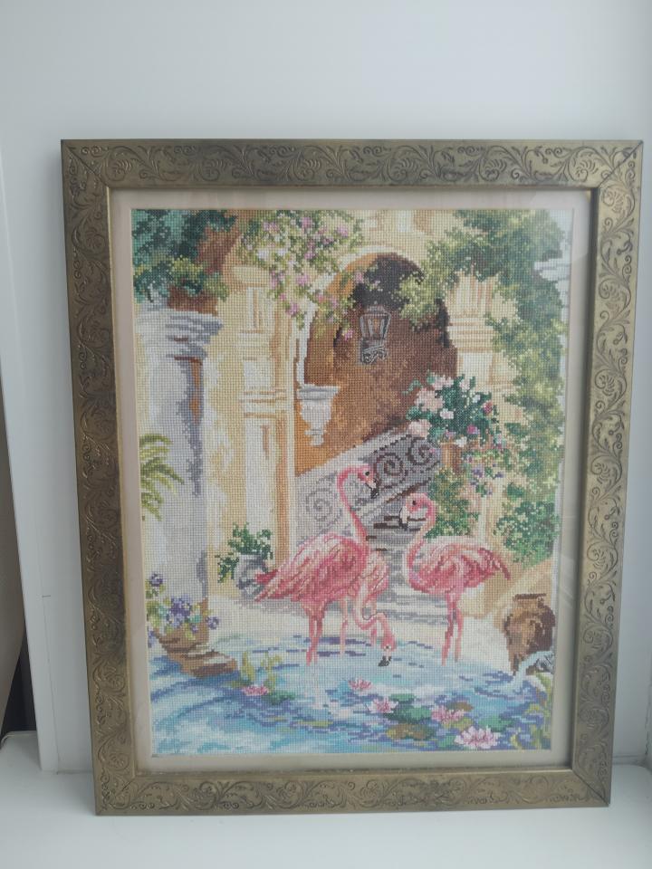 фото Картина крестиком "Фламинго"
