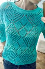 изображение Легкий Ажурный пуловер спицами 