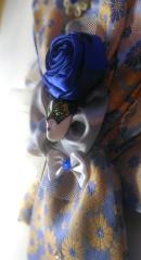 изображение Брошь из галстука "Синие цветы"