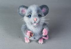 изображение  Валяная игрушка мышонок Пуня